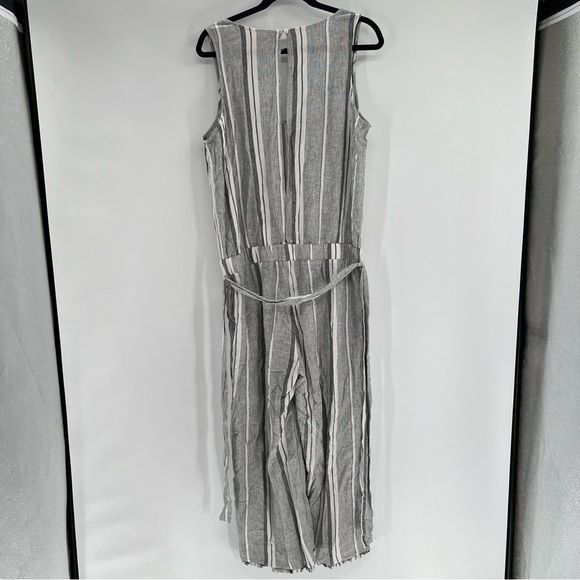 Cloth & Stone Linen Jumpsuit Gray And White  Striped Romper Size L - Picture 3 of 7